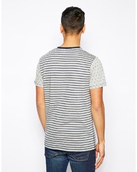 graues horizontal gestreiftes T-Shirt mit einem Rundhalsausschnitt von Solid