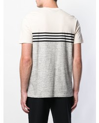 graues horizontal gestreiftes T-Shirt mit einem Rundhalsausschnitt von Ps By Paul Smith