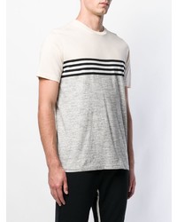 graues horizontal gestreiftes T-Shirt mit einem Rundhalsausschnitt von Ps By Paul Smith