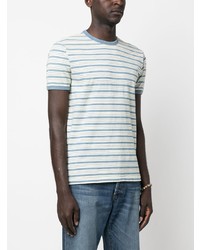 graues horizontal gestreiftes T-Shirt mit einem Rundhalsausschnitt von Ralph Lauren RRL