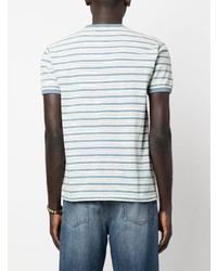 graues horizontal gestreiftes T-Shirt mit einem Rundhalsausschnitt von Ralph Lauren RRL