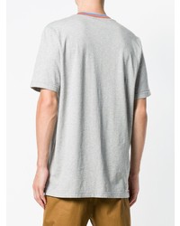 graues horizontal gestreiftes T-Shirt mit einem Rundhalsausschnitt von Marni