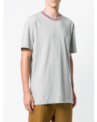 graues horizontal gestreiftes T-Shirt mit einem Rundhalsausschnitt von Marni