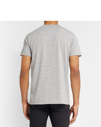 graues horizontal gestreiftes T-Shirt mit einem Rundhalsausschnitt von A.P.C.