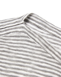graues horizontal gestreiftes T-Shirt mit einem Rundhalsausschnitt von Gucci