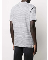 graues horizontal gestreiftes T-Shirt mit einem Rundhalsausschnitt von Brunello Cucinelli