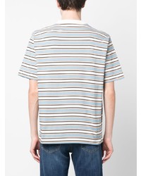 graues horizontal gestreiftes T-Shirt mit einem Rundhalsausschnitt von Paul Smith