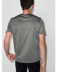 graues horizontal gestreiftes T-Shirt mit einem Rundhalsausschnitt von Canali