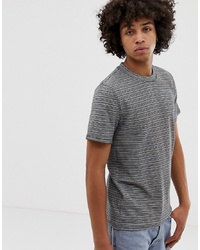 graues horizontal gestreiftes T-Shirt mit einem Rundhalsausschnitt von Weekday