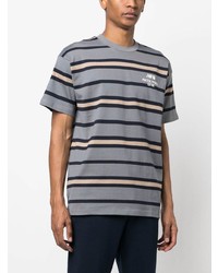 graues horizontal gestreiftes T-Shirt mit einem Rundhalsausschnitt von Carhartt WIP