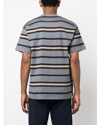 graues horizontal gestreiftes T-Shirt mit einem Rundhalsausschnitt von Carhartt WIP