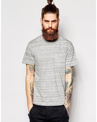 graues horizontal gestreiftes T-Shirt mit einem Rundhalsausschnitt von YMC