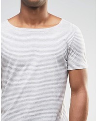 graues horizontal gestreiftes T-shirt von Asos