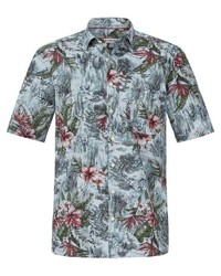 graues Kurzarmhemd mit Blumenmuster von SHIRTMASTER