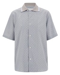graues Kurzarmhemd mit geometrischem Muster von Ferragamo