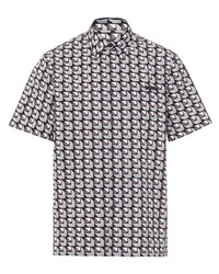 graues Kurzarmhemd mit geometrischem Muster von Prada