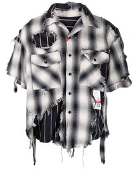 graues Kurzarmhemd mit Vichy-Muster von Maison Mihara Yasuhiro