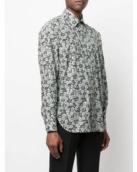 graues Langarmhemd mit Blumenmuster von Tom Ford