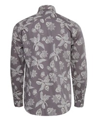 graues Langarmhemd mit Blumenmuster von CASUAL FRIDAY