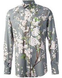 graues Langarmhemd mit Blumenmuster von Dolce & Gabbana