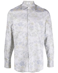 graues Langarmhemd mit Blumenmuster von Etro