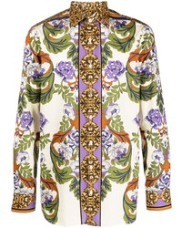 graues Langarmhemd mit Blumenmuster von Gabriele Pasini