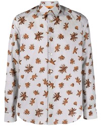 graues Langarmhemd mit Blumenmuster von Paul Smith