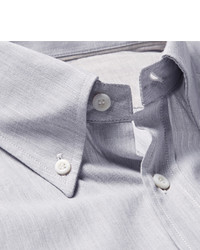 graues Langarmhemd mit Fischgrätenmuster von Brunello Cucinelli