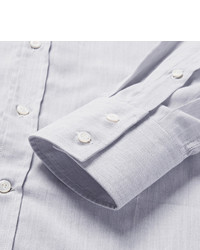 graues Langarmhemd mit Fischgrätenmuster von Brunello Cucinelli