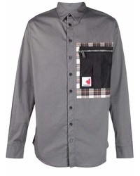 graues Langarmhemd mit Flicken von DSQUARED2