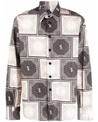 graues Langarmhemd mit geometrischem Muster von Billionaire