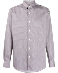 graues Langarmhemd mit geometrischem Muster von Ermenegildo Zegna