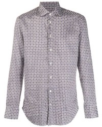 graues Langarmhemd mit geometrischem Muster von Etro