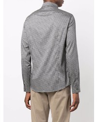 graues Langarmhemd mit geometrischem Muster von Emporio Armani