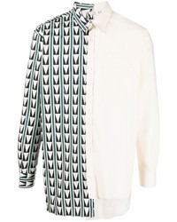 graues Langarmhemd mit geometrischem Muster von Lanvin