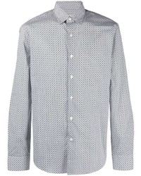 graues Langarmhemd mit geometrischem Muster von Salvatore Ferragamo