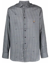graues Langarmhemd mit Hahnentritt-Muster von Etro