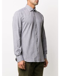 graues Langarmhemd mit Hahnentritt-Muster von Xacus