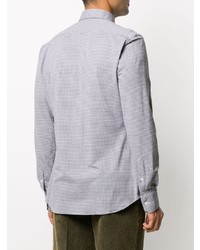 graues Langarmhemd mit Hahnentritt-Muster von Xacus