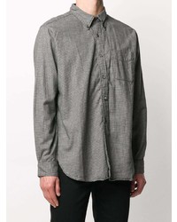 graues Langarmhemd mit Hahnentritt-Muster von Engineered Garments