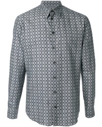 graues Langarmhemd mit Karomuster von Giorgio Armani
