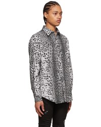 graues Langarmhemd mit Leopardenmuster von Just Cavalli