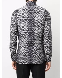 graues Langarmhemd mit Leopardenmuster von Tom Ford