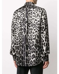 graues Langarmhemd mit Leopardenmuster von Dolce & Gabbana