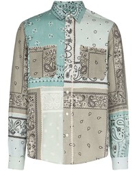 graues Langarmhemd mit Paisley-Muster von Amiri