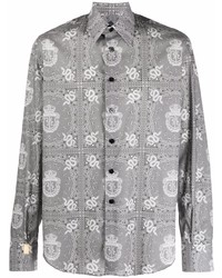graues Langarmhemd mit Paisley-Muster von Billionaire