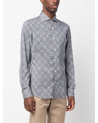 graues Langarmhemd mit Paisley-Muster von Fedeli