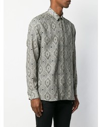 graues Langarmhemd mit Paisley-Muster von Saint Laurent