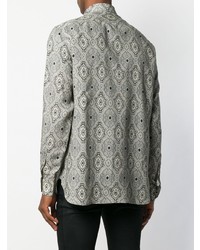 graues Langarmhemd mit Paisley-Muster von Saint Laurent
