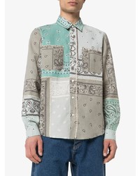 graues Langarmhemd mit Paisley-Muster von Amiri